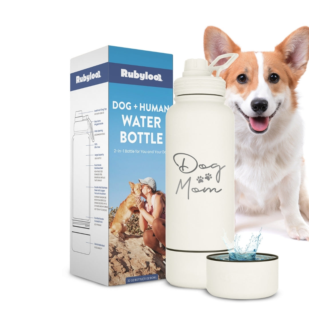 Dog Stroller Caddy Organizer & Water Bottle with Attached Dog Bowl