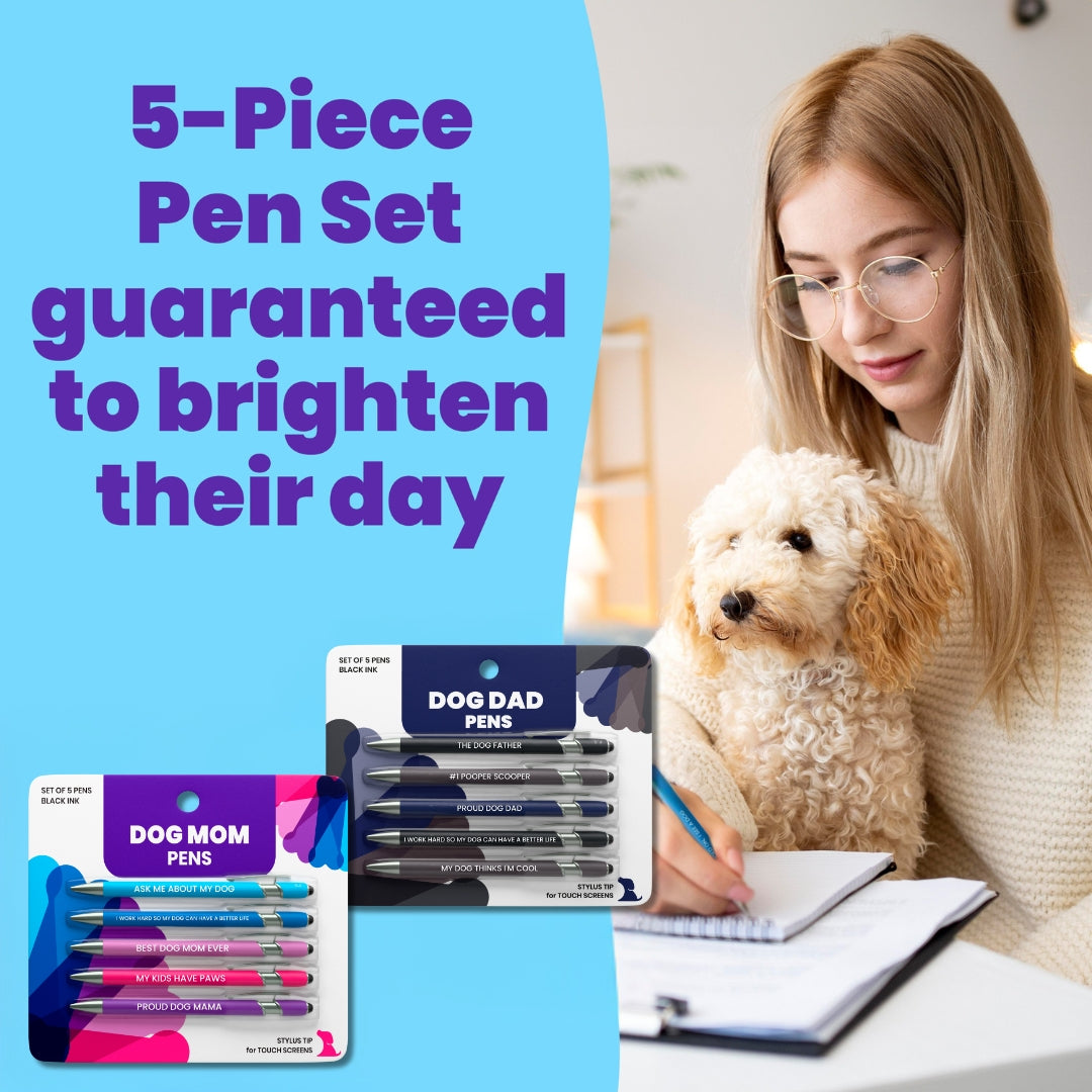 Water Bottle with Dog Bowl & Dog-Themed Stylus Pen Set