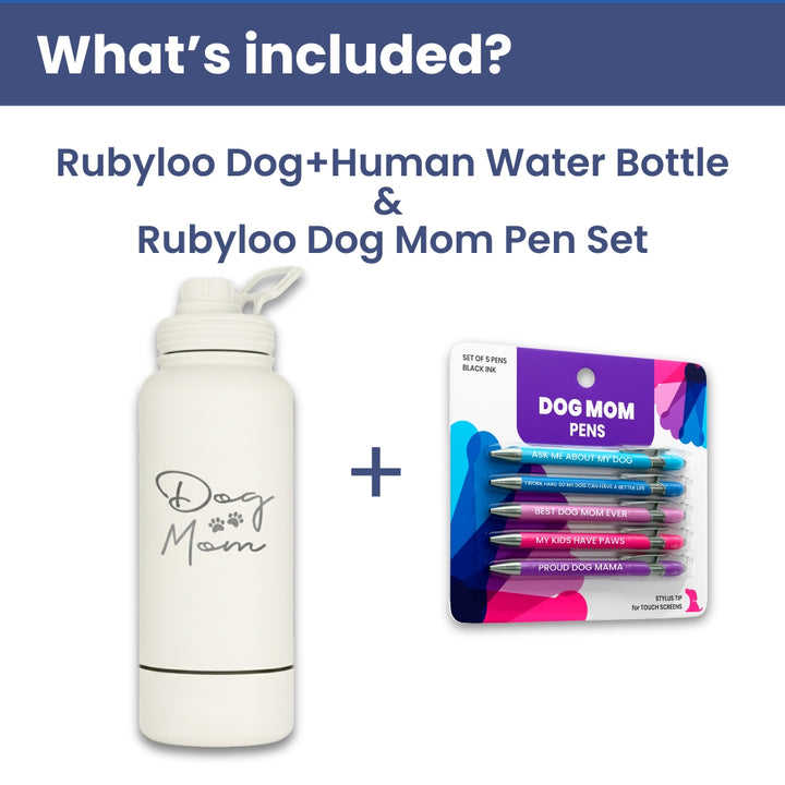 Water Bottle with Dog Bowl & Dog-Themed Stylus Pen Set