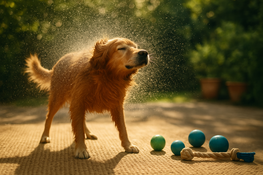 showering dog