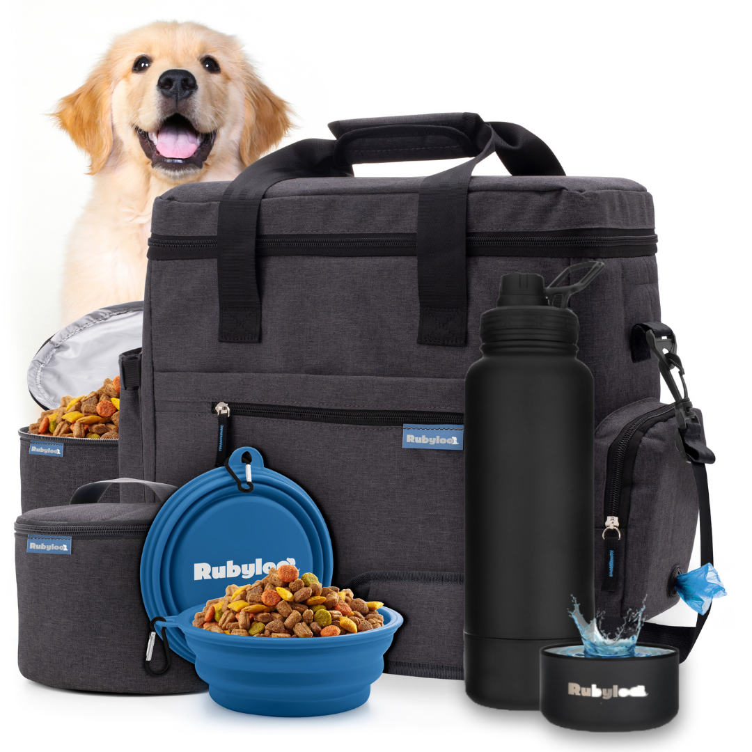 Original Doggy Bag™ & Water Bottle with Attached Dog Bowl