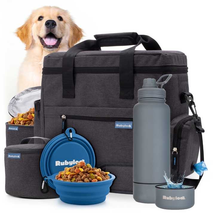 Original Doggy Bag™ & Water Bottle with Attached Dog Bowl