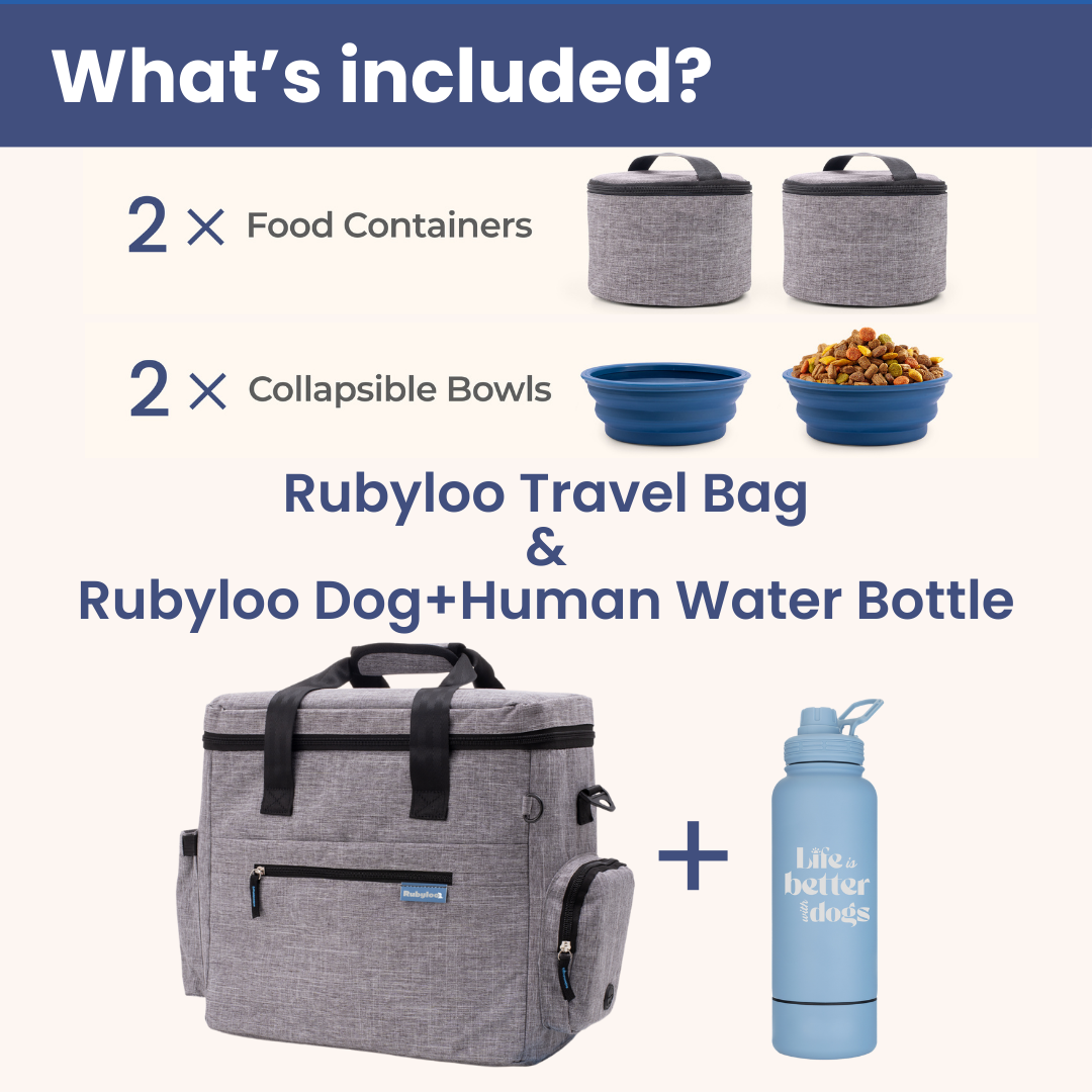 Original Doggy Bag™ & Water Bottle with Attached Dog Bowl