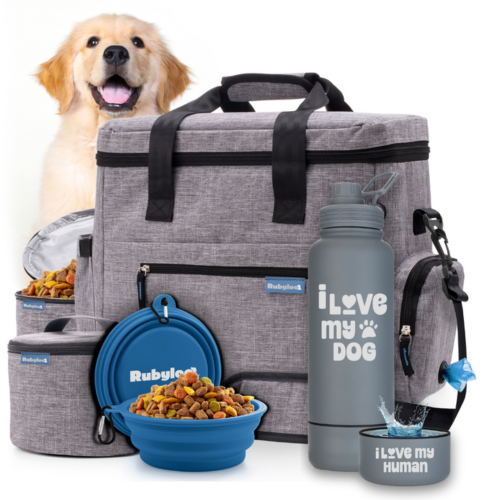 Original Doggy Bag™ & Water Bottle with Attached Dog Bowl