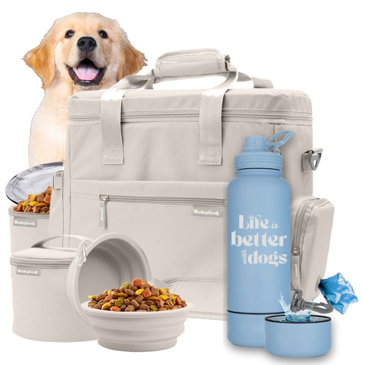 Original Doggy Bag™ & Water Bottle with Attached Dog Bowl