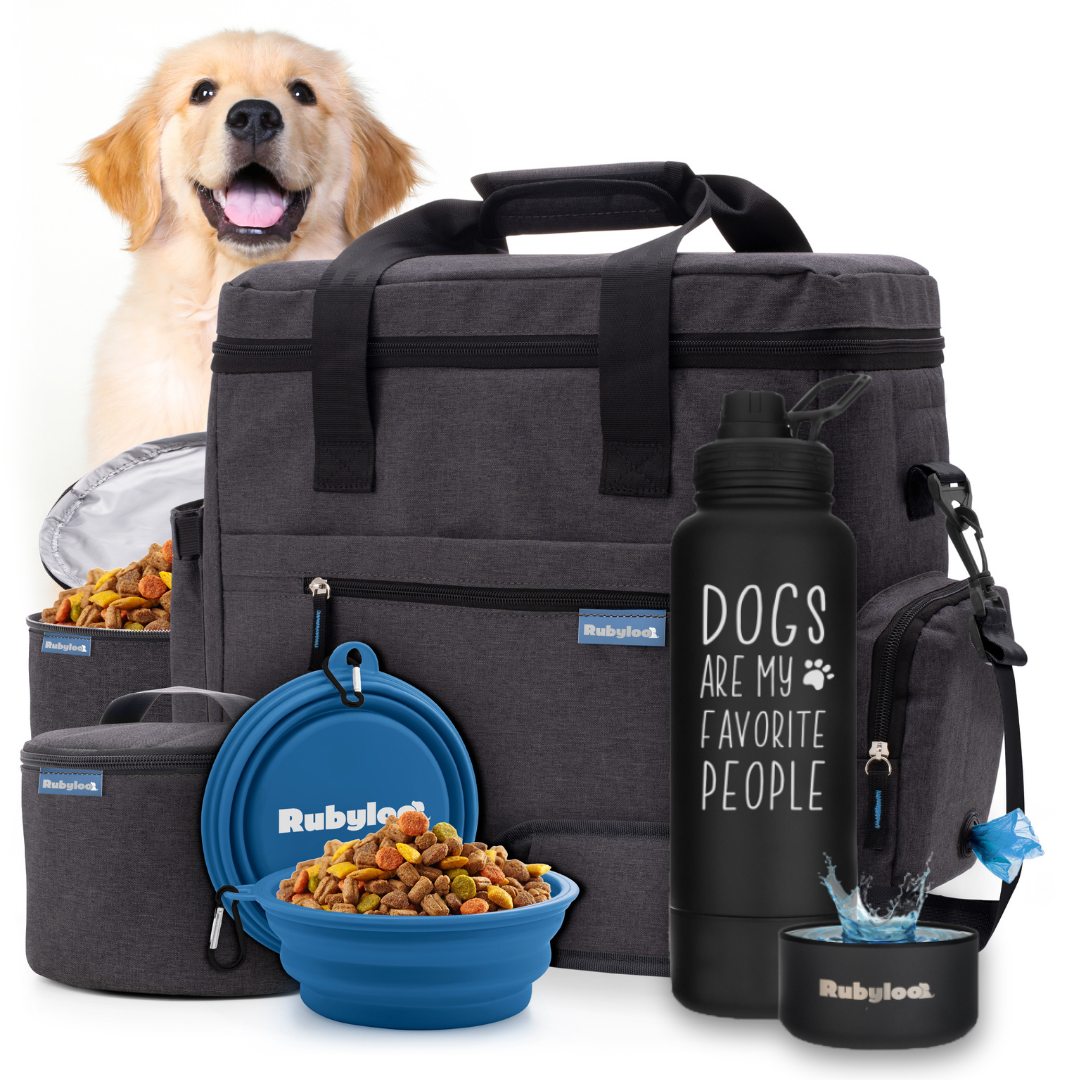 Original Doggy Bag™ & Water Bottle with Attached Dog Bowl