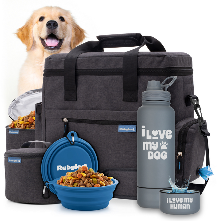 Original Doggy Bag™ & Water Bottle with Attached Dog Bowl