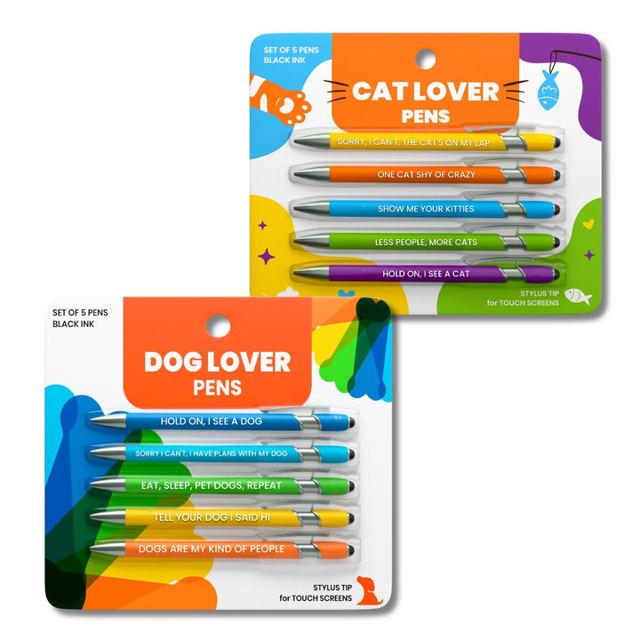 Cat & Dog Lover Pen Set: 1 pc. Cat Lover & 1 pc. Dog Lover