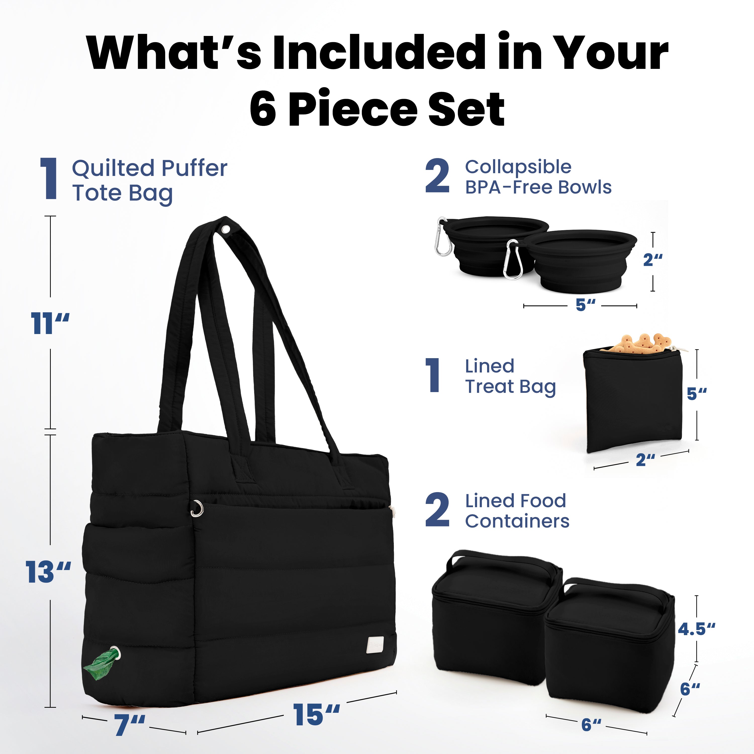 Dog Mom Bag: Puffer Dog Travel Bag with 9 Pockets | Rubyloo