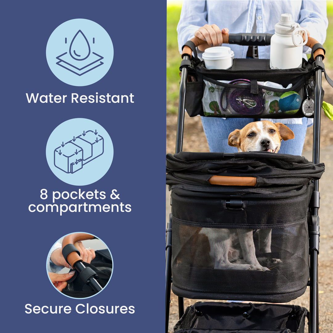 dog stroller bag Dog Stroller Caddy Organizer Black