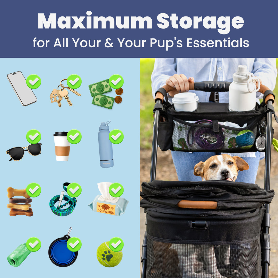 dog stroller bag Dog Stroller Caddy Organizer Black