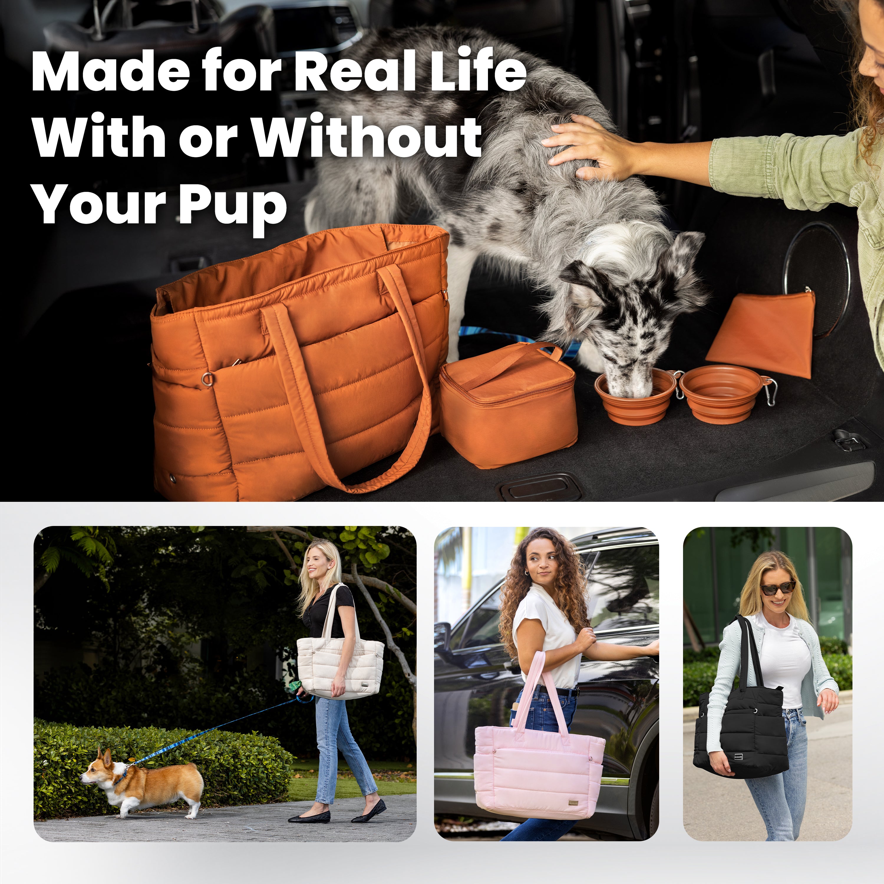 Dog Mom Bag: Puffer Dog Travel Bag with 9 Pockets | Rubyloo Dog Mom Bag: Puffer Dog Travel Bag with 9 Pockets | Rubyloo