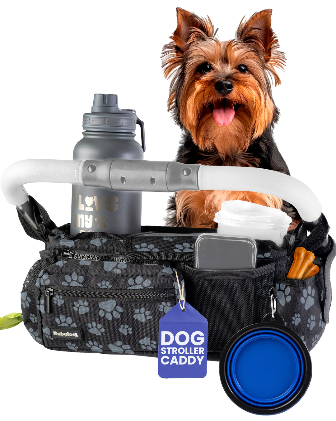 dog stroller attachment Dog Stroller Caddy Organizer Black