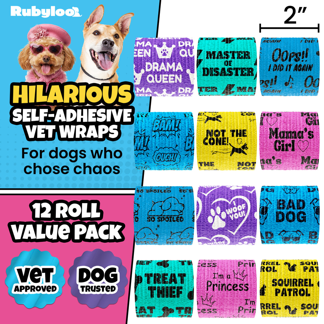 Pet First Aid Kit & Oops Wraps™ Non-Stick Wrap for Dogs