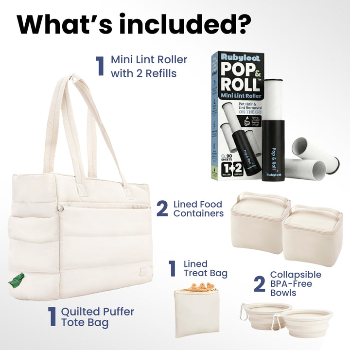 Puffer Dog Travel Bag & Mini Lint Roller for Pet Hair with 2 Refills