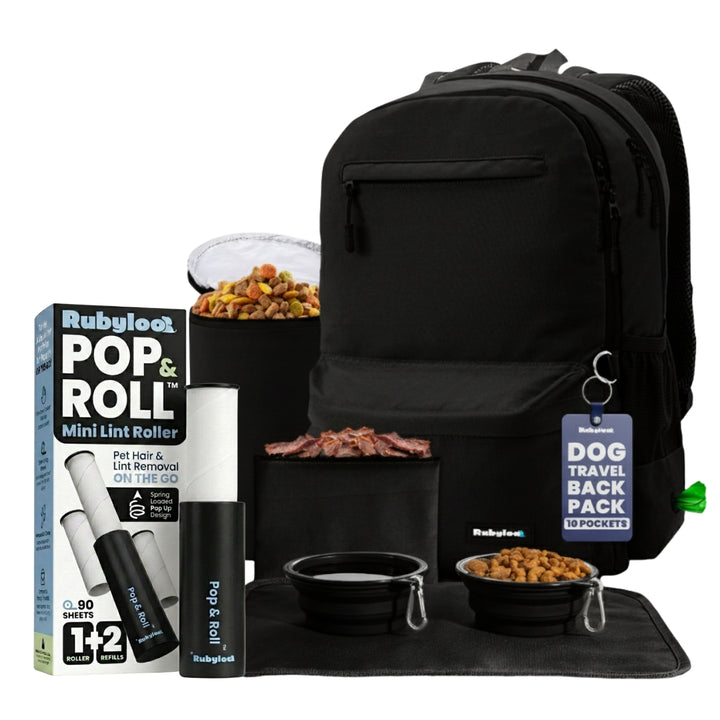 Original Doggy Bag® Backpack & Mini Lint Roller for Pet Hair with 2 Refills