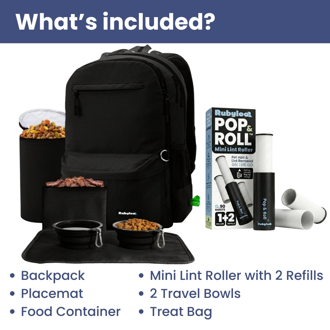 Original Doggy Bag® Backpack & Mini Lint Roller for Pet Hair with 2 Refills