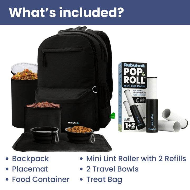Original Doggy Bag® Backpack & Mini Lint Roller for Pet Hair with 2 Refills
