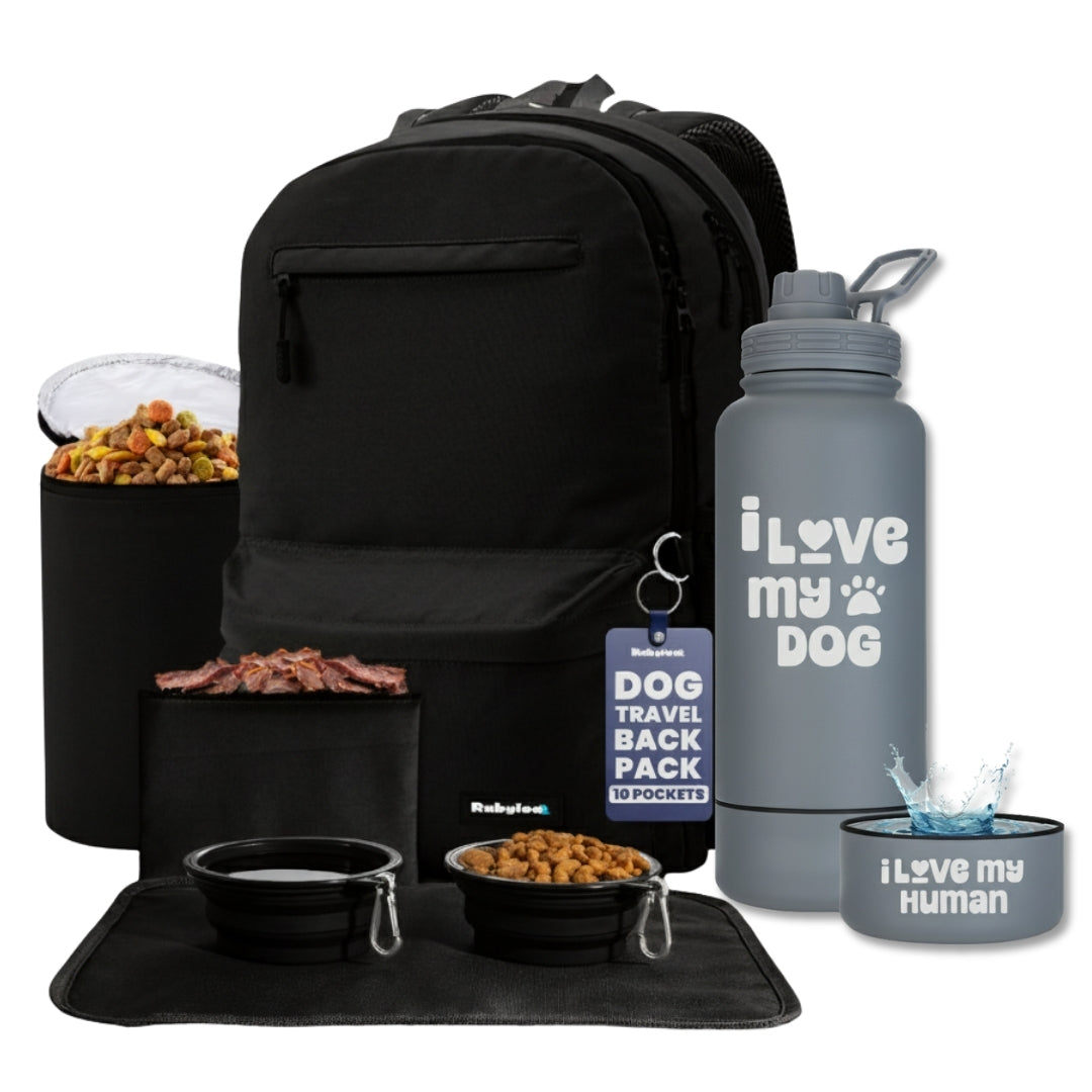 Original Doggy Bag™ Backpack & Water Bottle With Dog Bowl