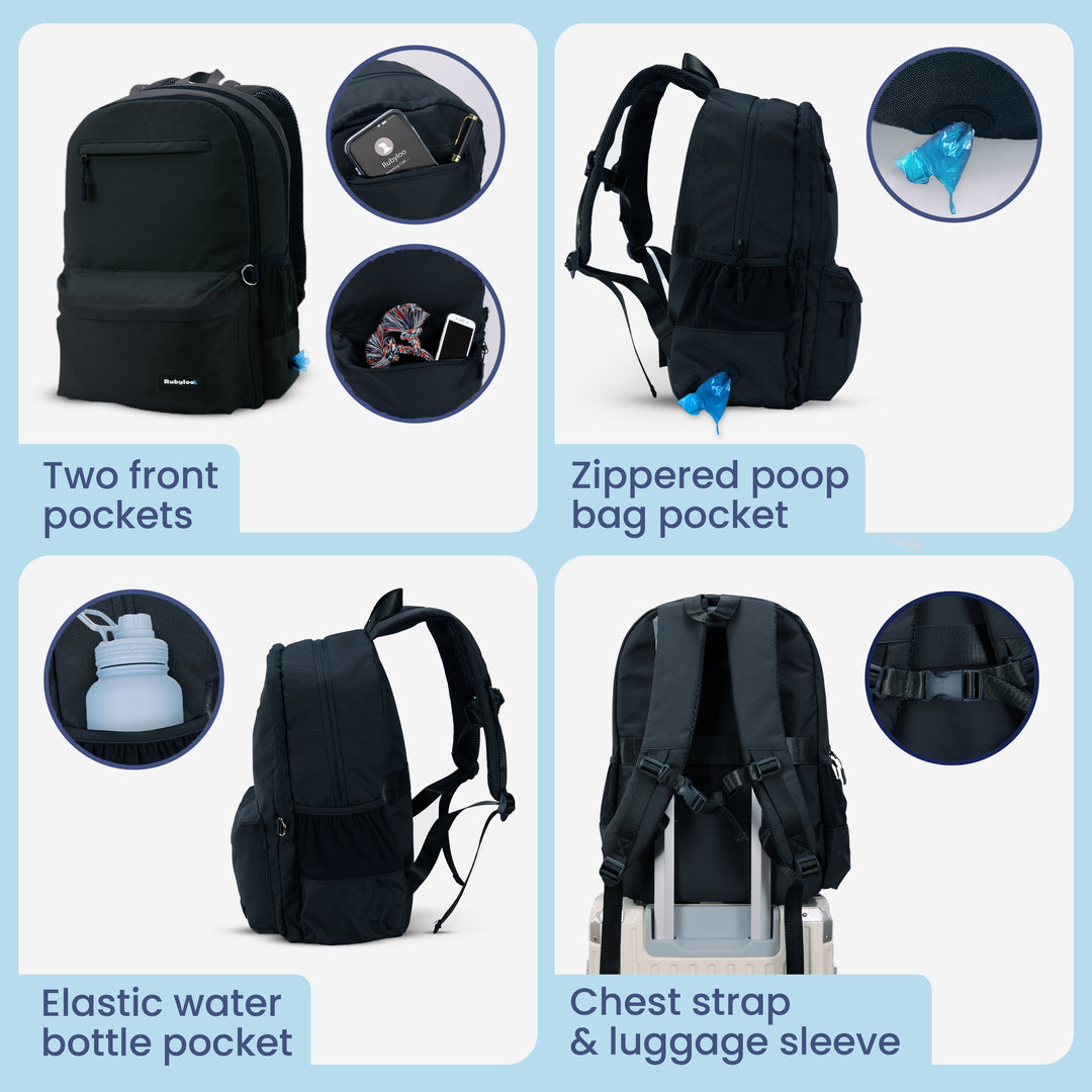 Original Doggy Bag® Backpack & Mini Lint Roller for Pet Hair with 2 Refills