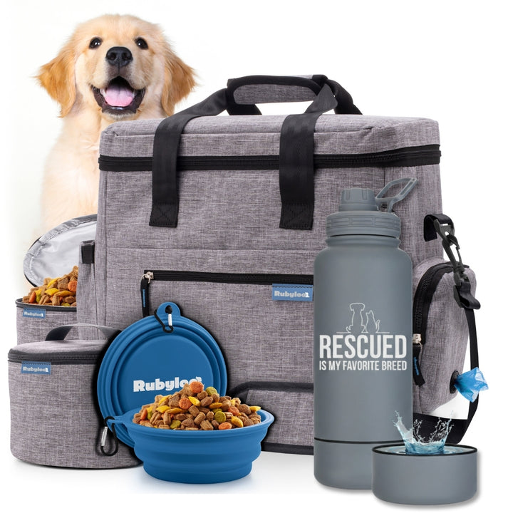 Original Doggy Bag™ & Water Bottle with Attached Dog Bowl