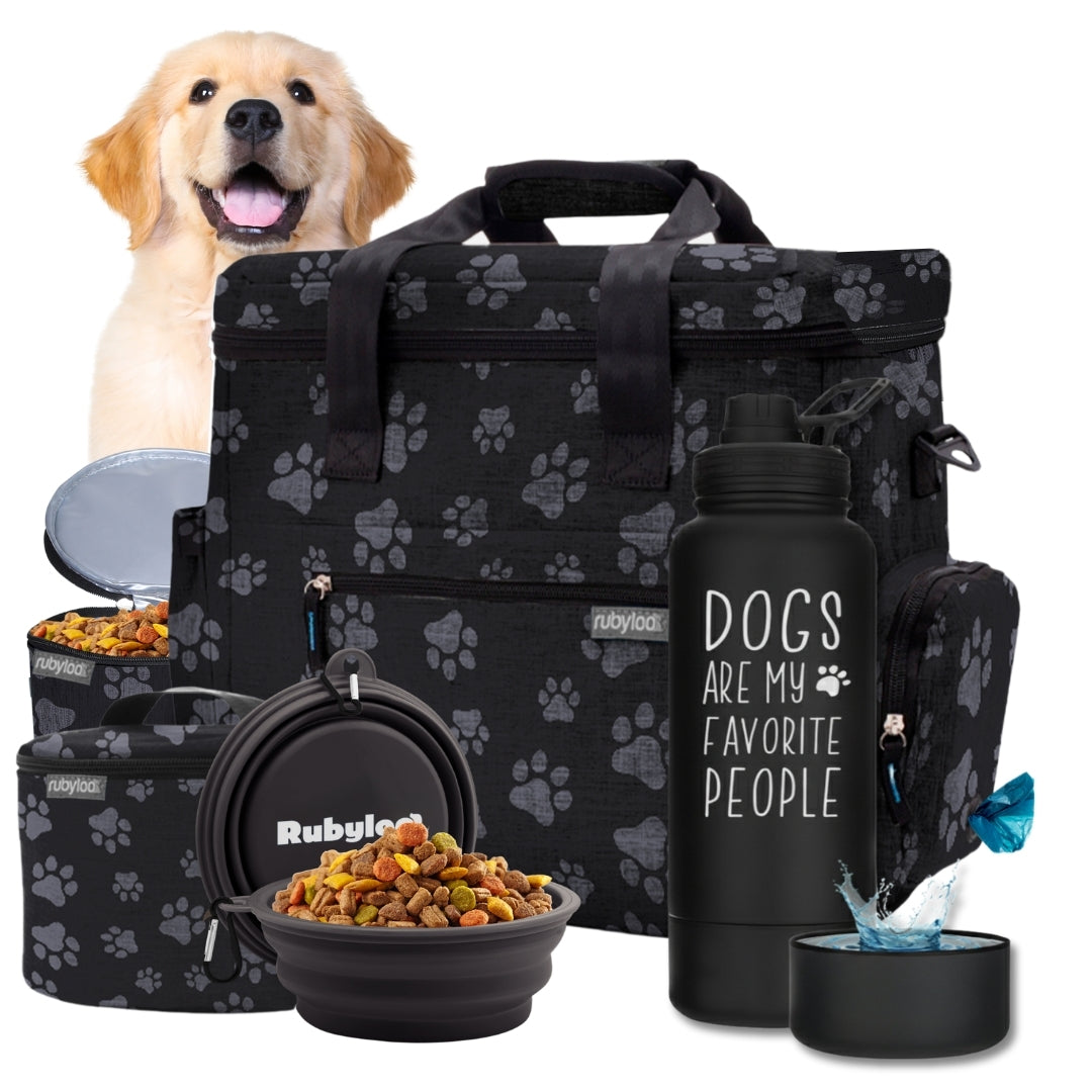 Original Doggy Bag™ & Water Bottle with Attached Dog Bowl