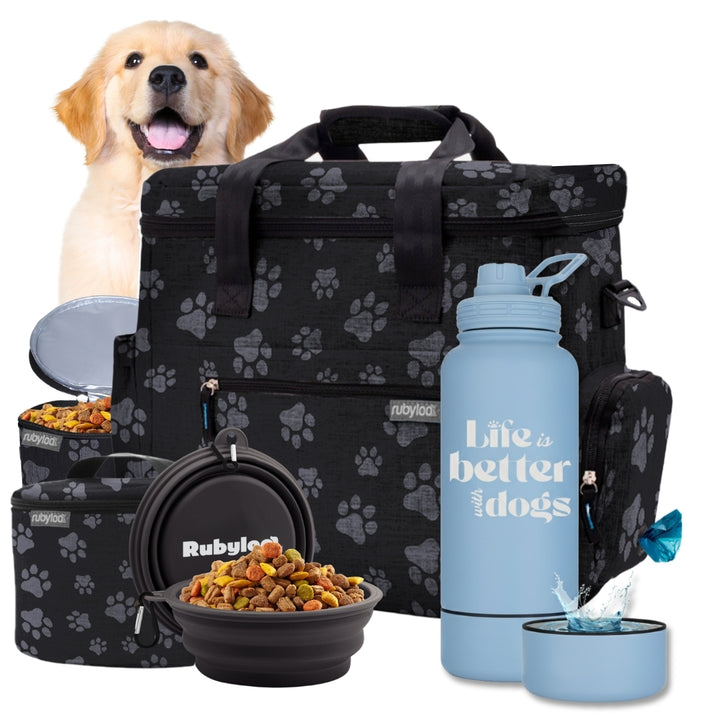 Original Doggy Bag™ & Water Bottle with Attached Dog Bowl