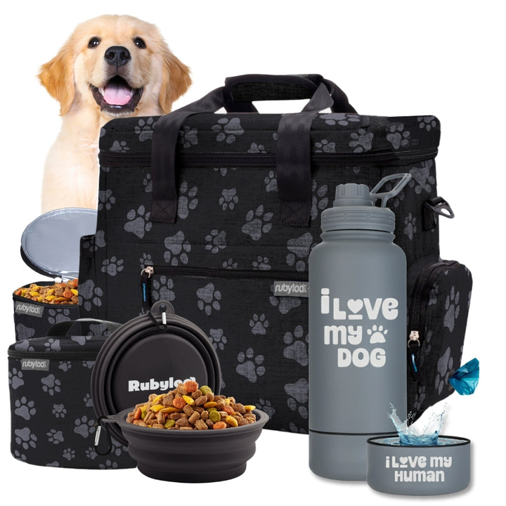Original Doggy Bag™ & Water Bottle with Attached Dog Bowl