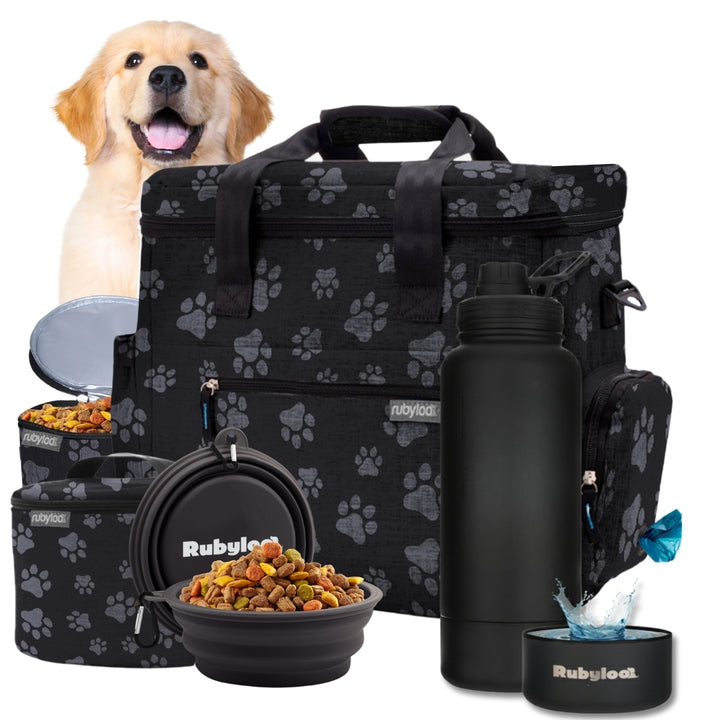 Original Doggy Bag™ & Water Bottle with Attached Dog Bowl