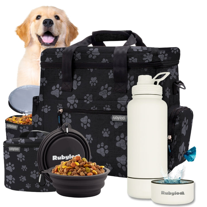 Original Doggy Bag™ & Water Bottle with Attached Dog Bowl