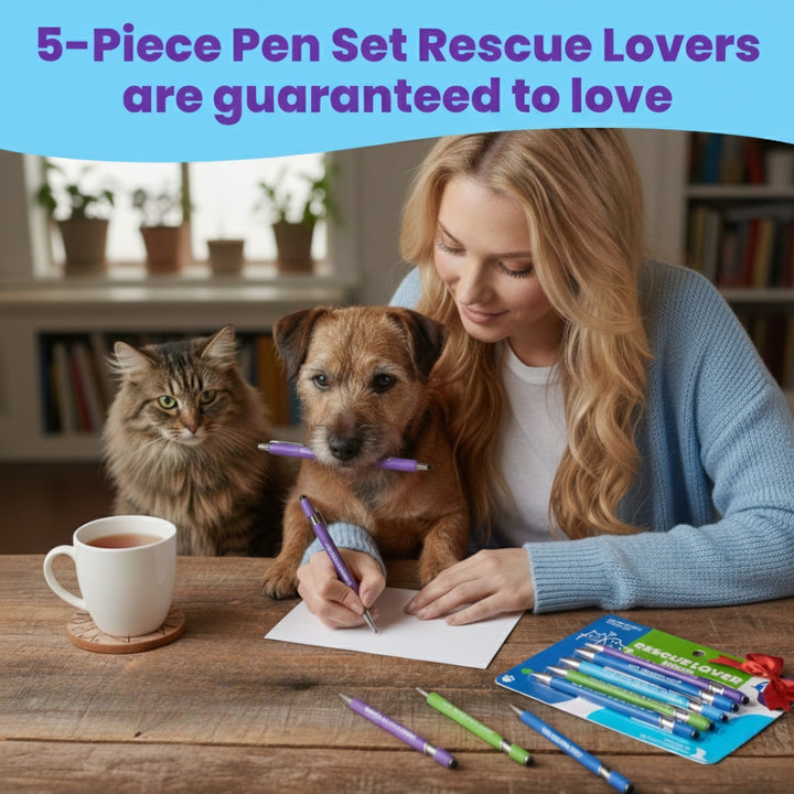 Cat & Rescue Lover Pen Set: 1 pc. Cat Lover & 1 pc. Rescue Lover